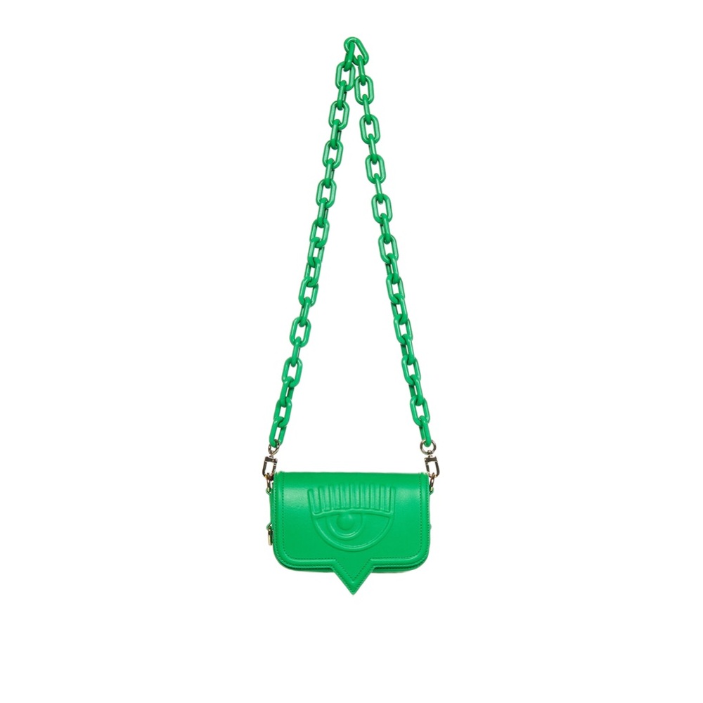 Chiara Ferragni Green Crossbody Bag with Chain Strap